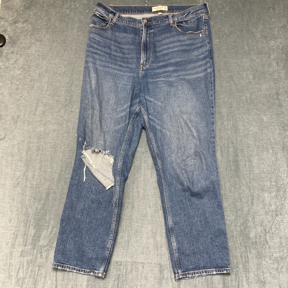 Abercrombie & Fitch Ankle Straight Jeans Women 33/16L Blue Denim Ultra High Rise
